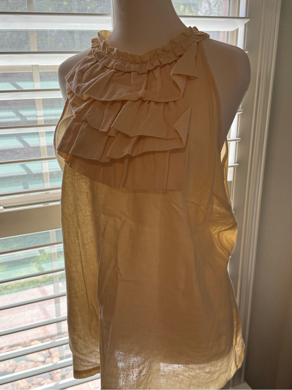 Women's Ruffled Halter Shell Top - Cream